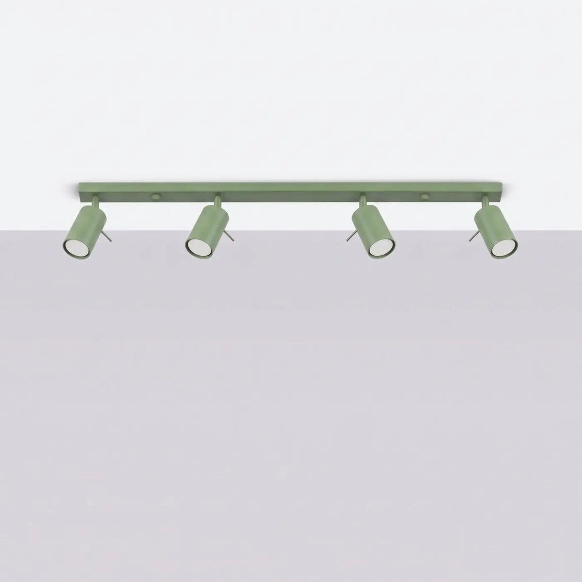 Plafonnier rampe de spots orientables en acier, 2 à 6 spots, sauge
