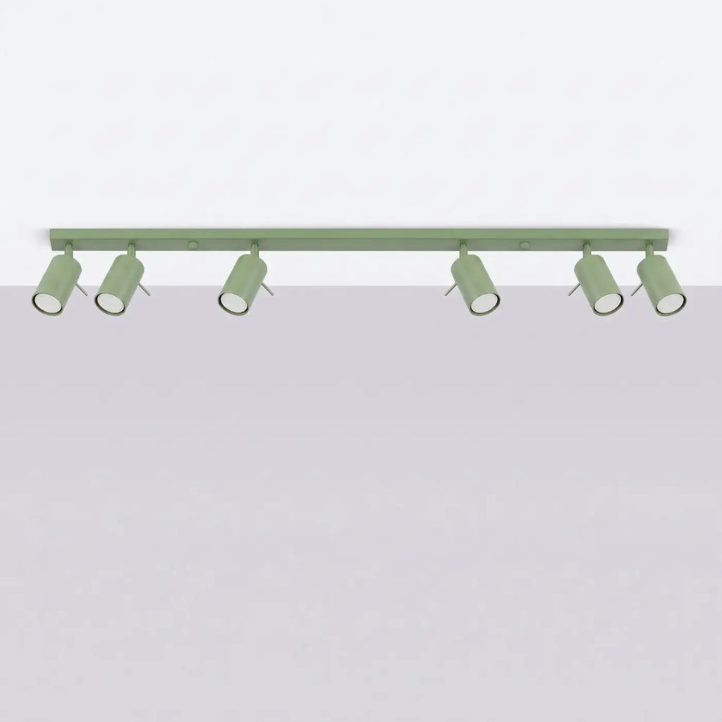 Plafonnier rampe de spots orientables en acier, 2 à 6 spots, sauge