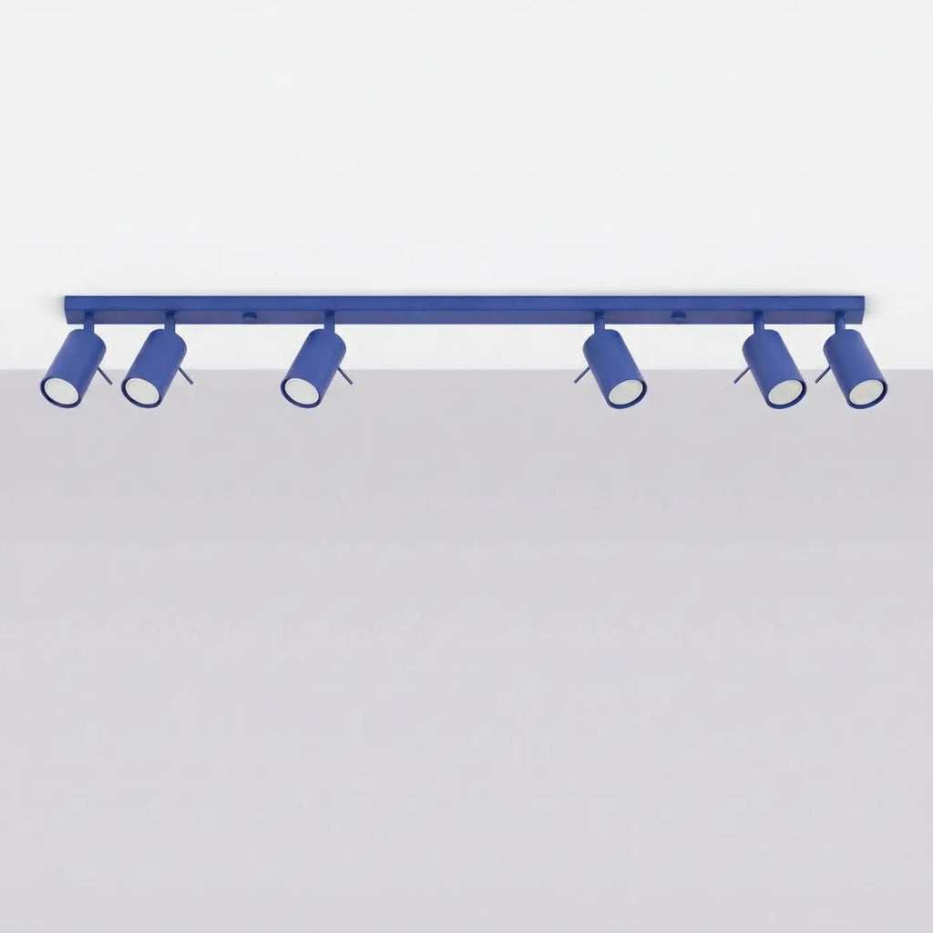 Plafonnier rampe de spots orientables en acier, 2 à 6 spots, outremer