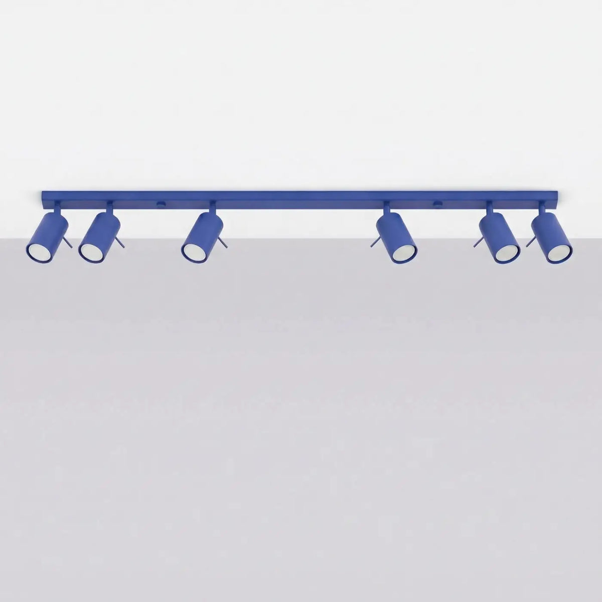 Plafonnier rampe de spots orientables en acier, 2 à 6 spots, outremer