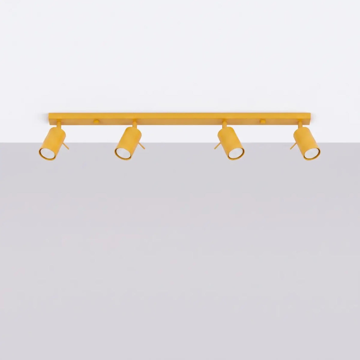 Plafonnier rampe de spots orientables en acier, 2 à 6 spots, jaune