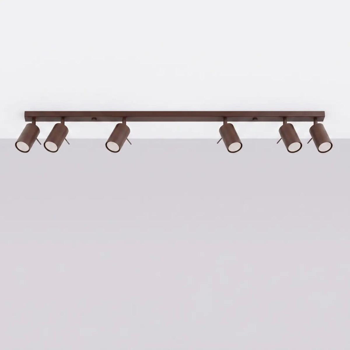 Plafonnier rampe de spots orientables en acier, 2 à 6 spots, marron