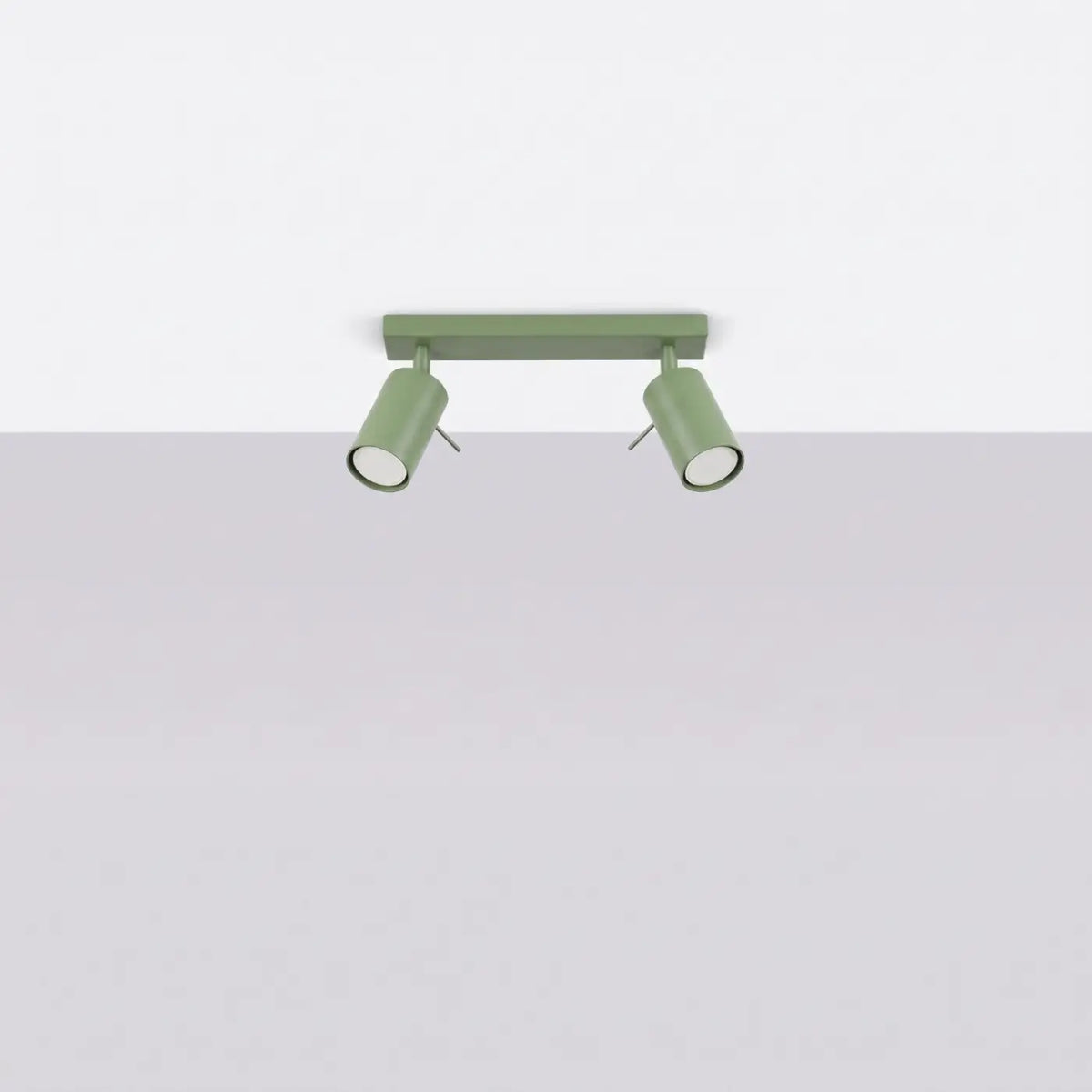 Plafonnier rampe de spots orientables en acier, 2 à 6 spots, sauge