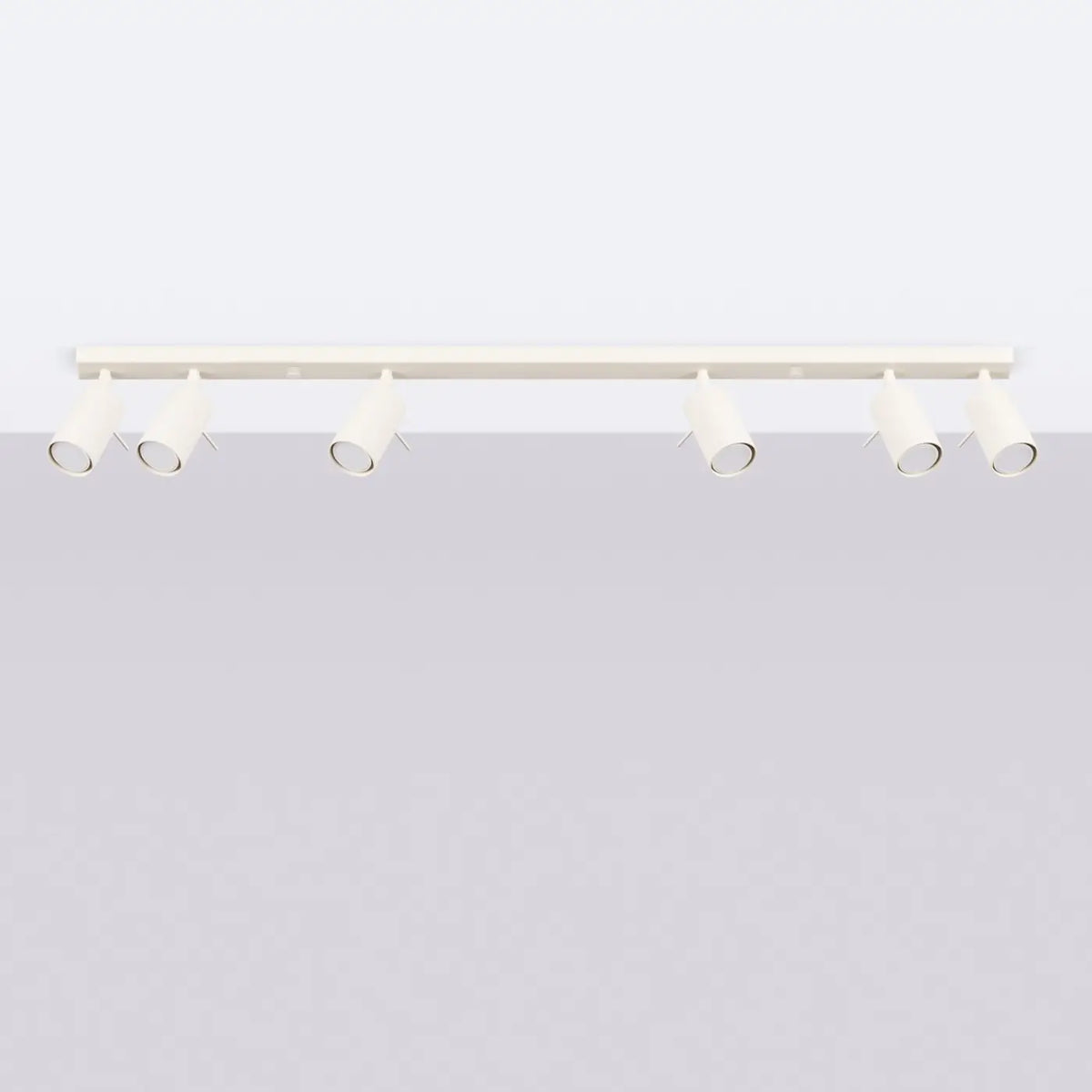 Plafonnier rampe de spots orientables en acier, 2 à 6 spots, beige