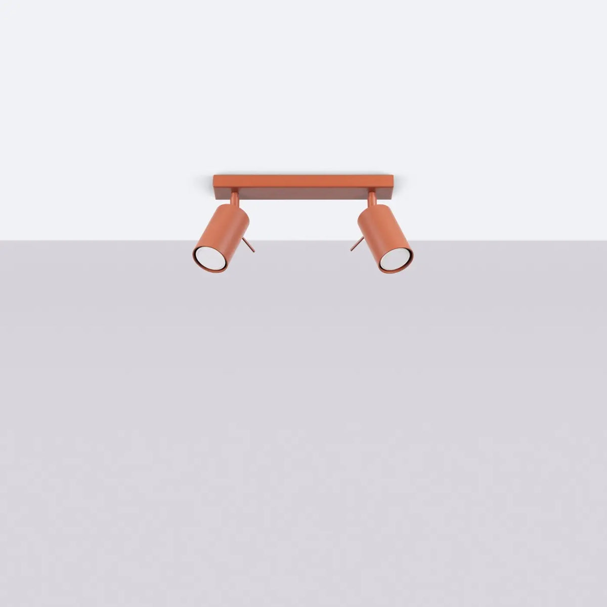 Plafonnier rampe de spots orientables en acier, 2 à 6 spots, rouge ocre