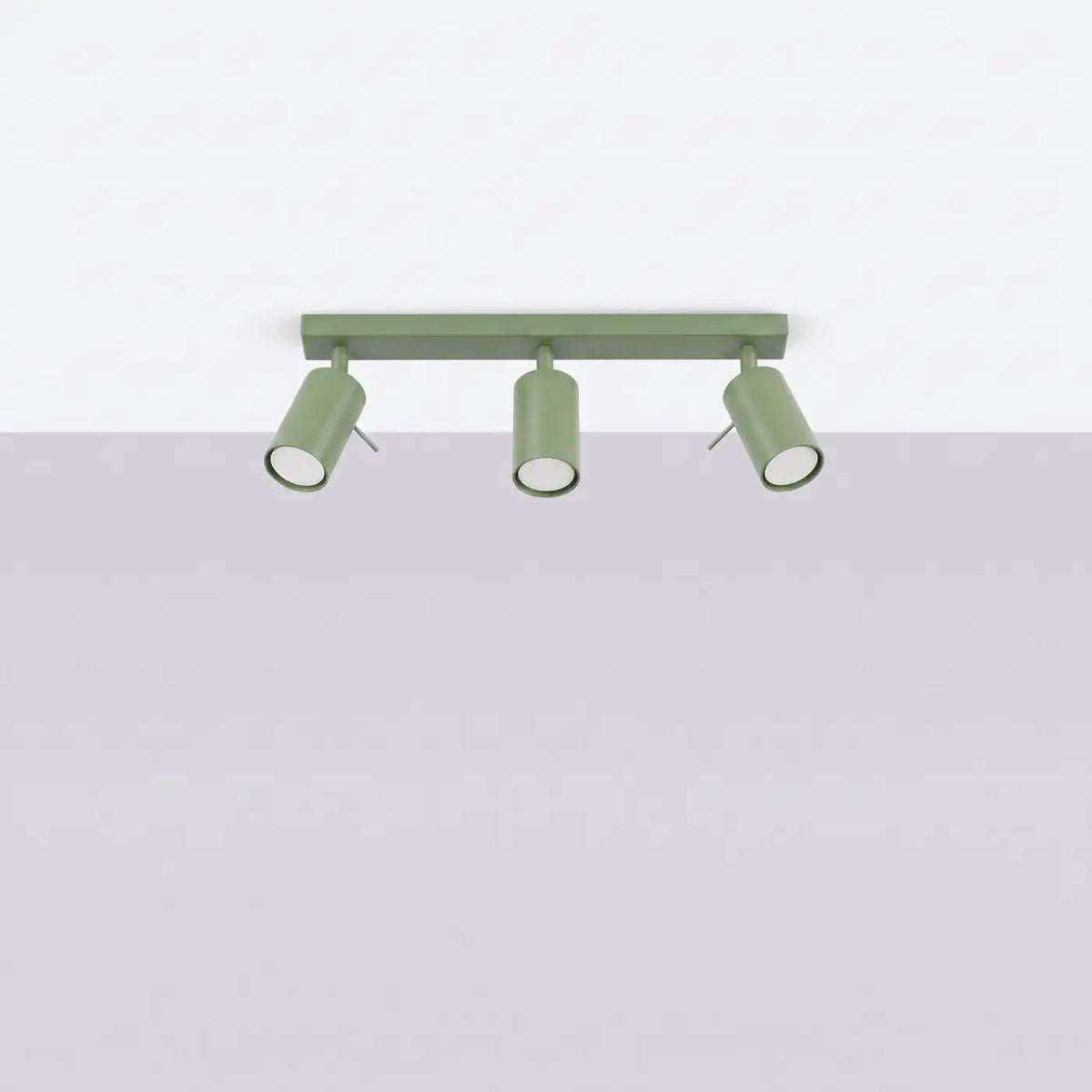 Plafonnier rampe de spots orientables en acier, 2 à 6 spots, sauge