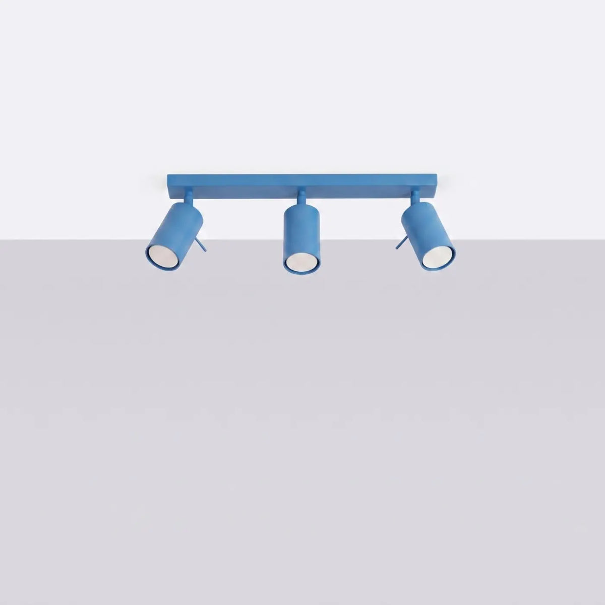 Plafonnier rampe de spots orientables en acier, 2 à 6 spots, bleu azur