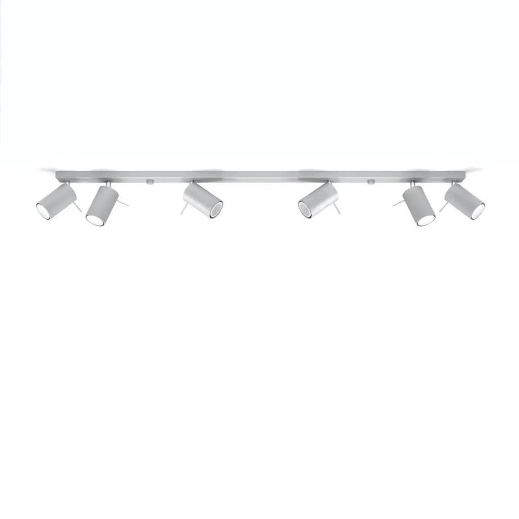 Plafonnier rampe de spots orientables en acier, 2 à 6 spots, gris