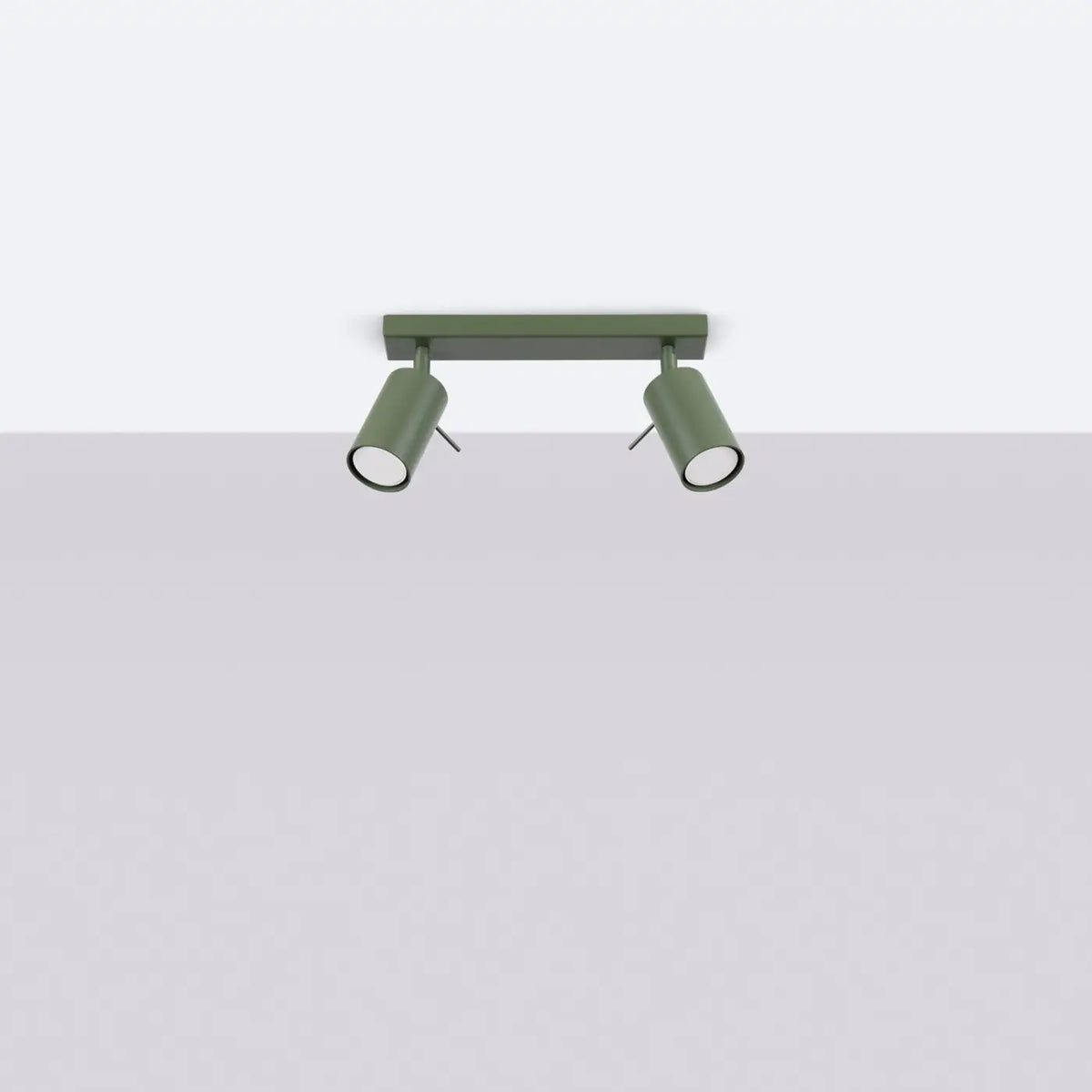 Plafonnier rampe de spots orientables en acier, 2 à 6 spots, vert olive