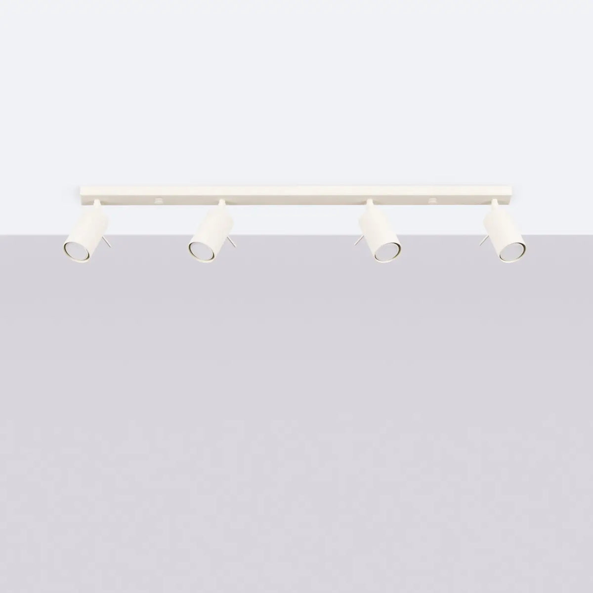 Plafonnier rampe de spots orientables en acier, 2 à 6 spots, beige