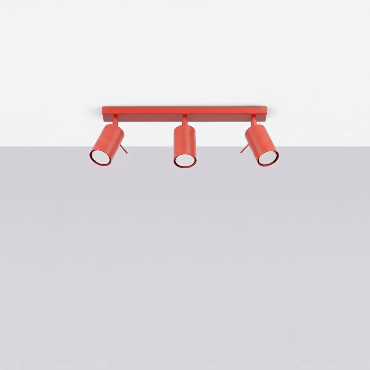 Plafonnier rampe de spots orientables en acier, 2 à 6 spots, rouge
