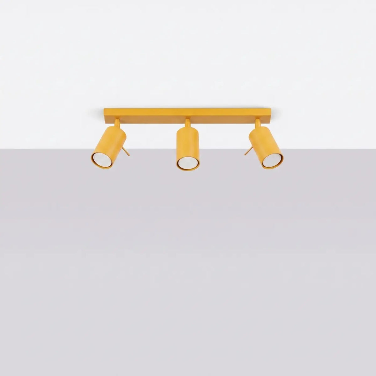 Plafonnier rampe de spots orientables en acier, 2 à 6 spots, jaune