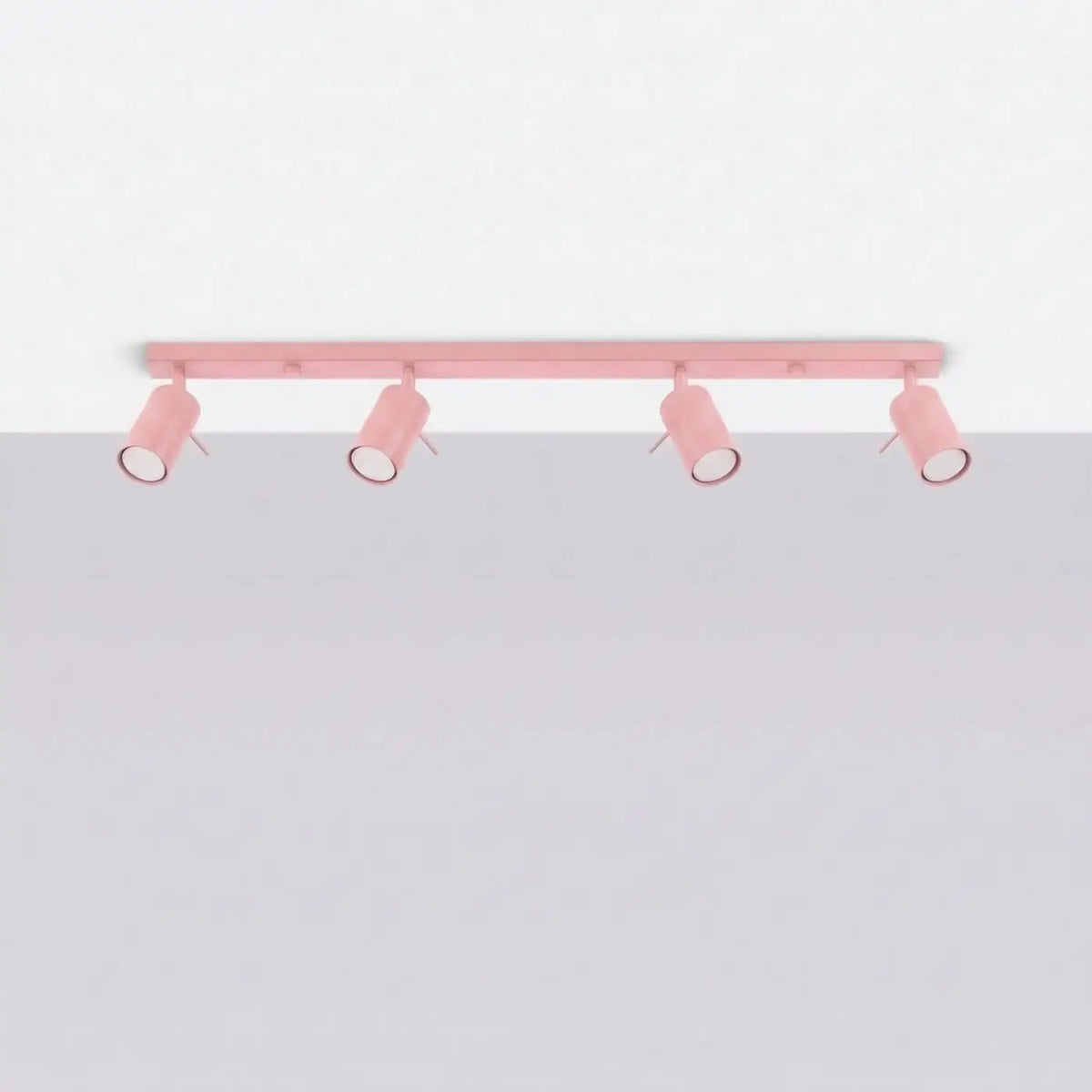 Plafonnier rampe de spots orientables en acier, 2 à 6 spots, rose