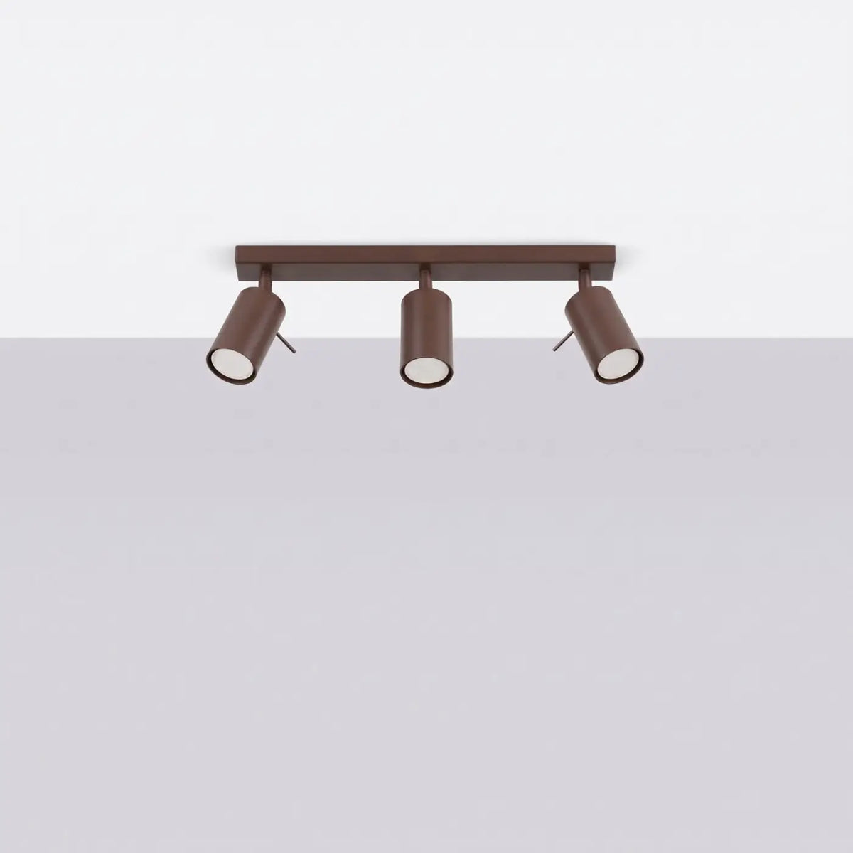 Plafonnier rampe de spots orientables en acier, 2 à 6 spots, marron
