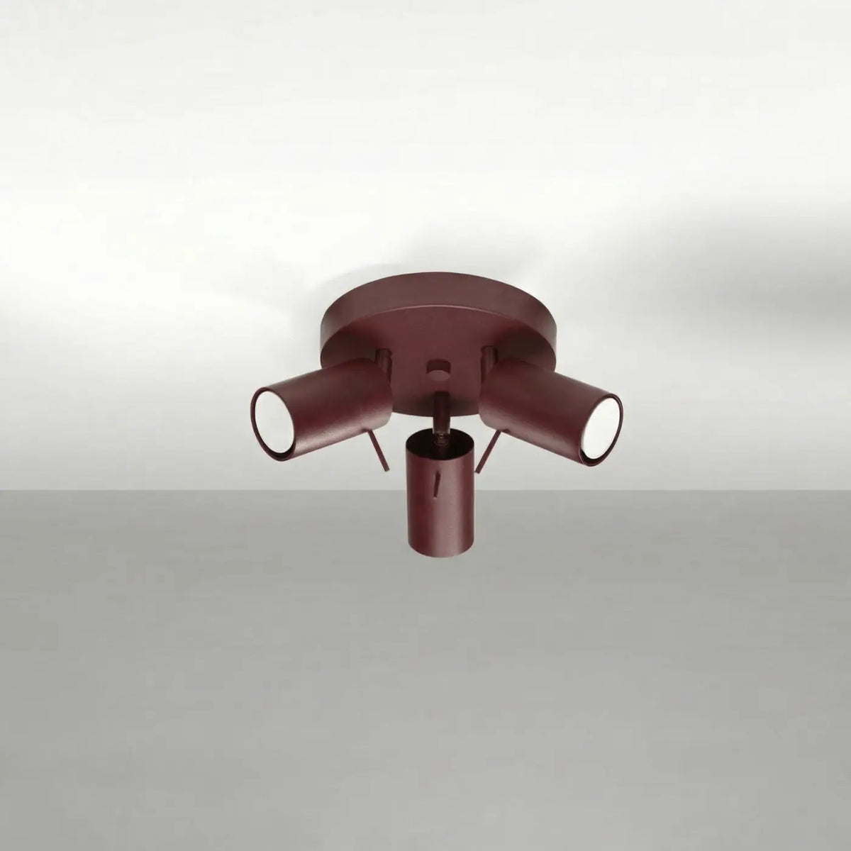 Plafonnier à 3 ou 4 spots orientables en acier, ampoules GU10, bordeaux