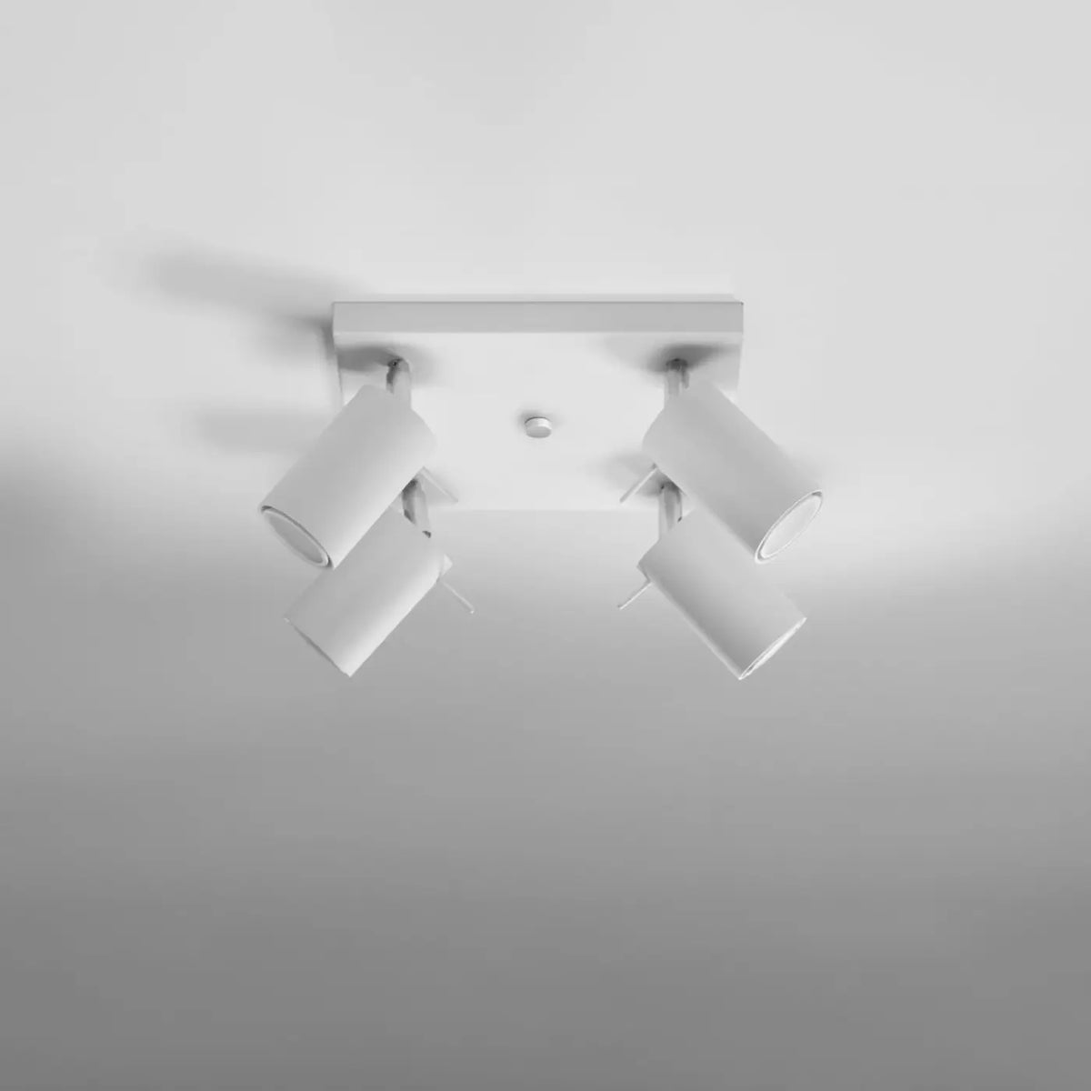 Plafonnier à 3 ou 4 spots orientables en acier, ampoules GU10, blanc