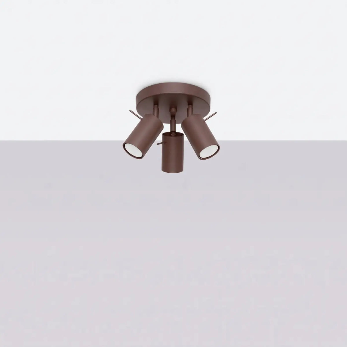 Plafonnier à 3 ou 4 spots orientables en acier, ampoules GU10, marron