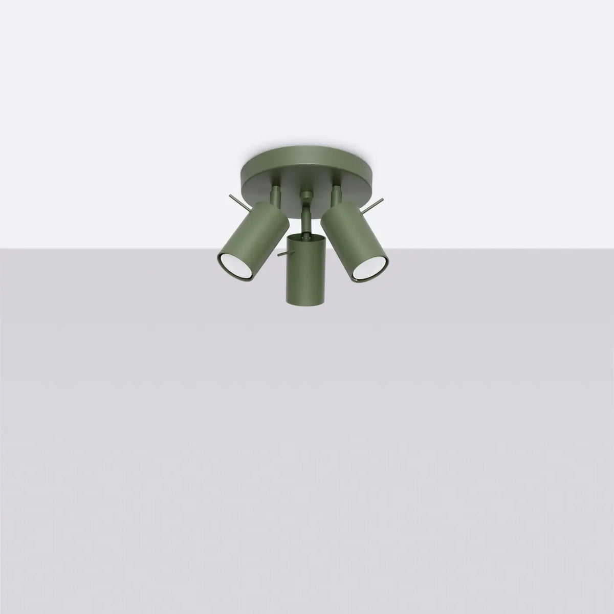 Plafonnier à 3 ou 4 spots orientables en acier, ampoules GU10, vert olive