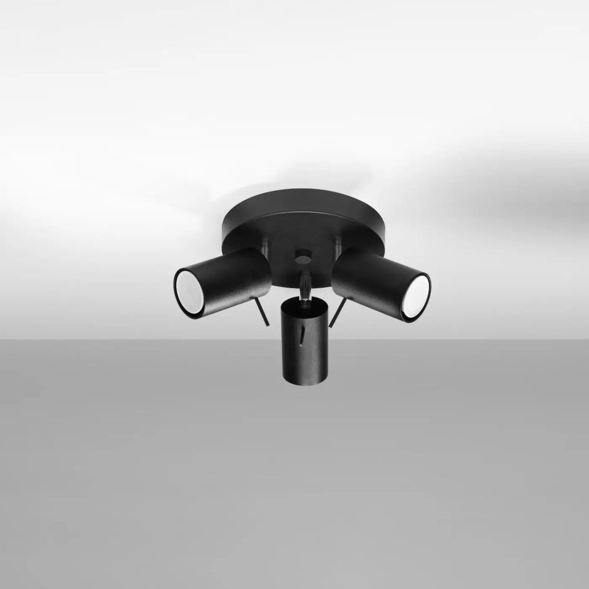 Plafonnier à 3 ou 4 spots orientables en acier, ampoules GU10, noir