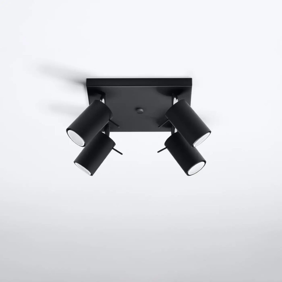 Plafonnier à 3 ou 4 spots orientables en acier, ampoules GU10, noir