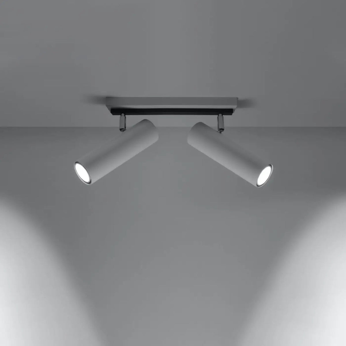 Plafonnier à 2 ou 3 spots tubes orientables en acier, GU10