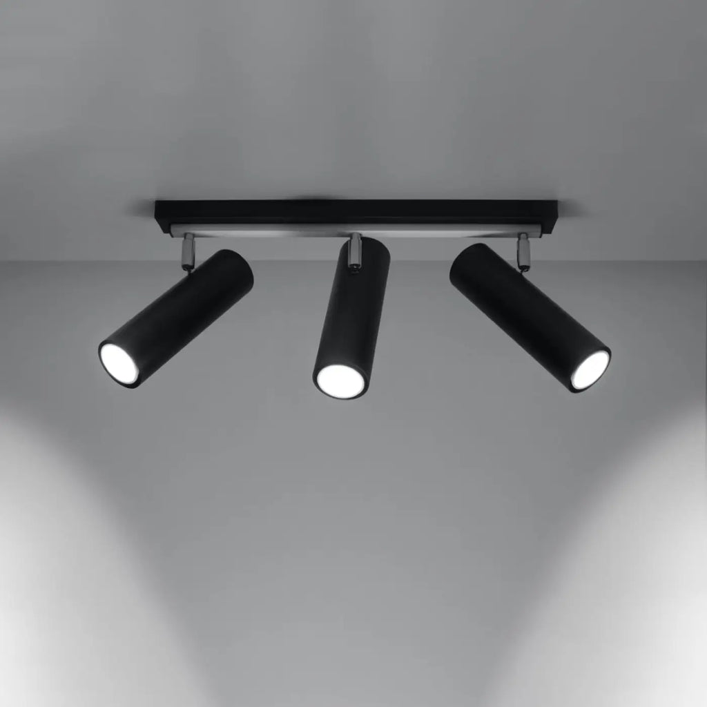 Plafonnier à 2 ou 3 spots tubes orientables en acier, GU10
