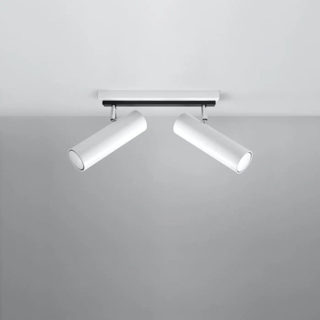 Plafonnier à 2 ou 3 spots tubes orientables en acier, GU10, blanc