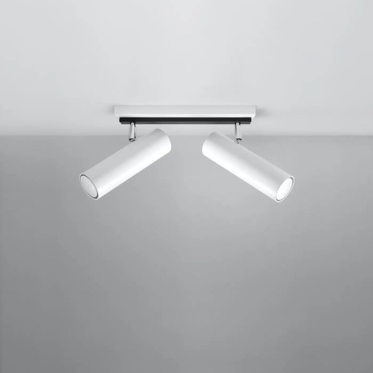 Plafonnier à 2 ou 3 spots tubes orientables en acier, GU10, blanc