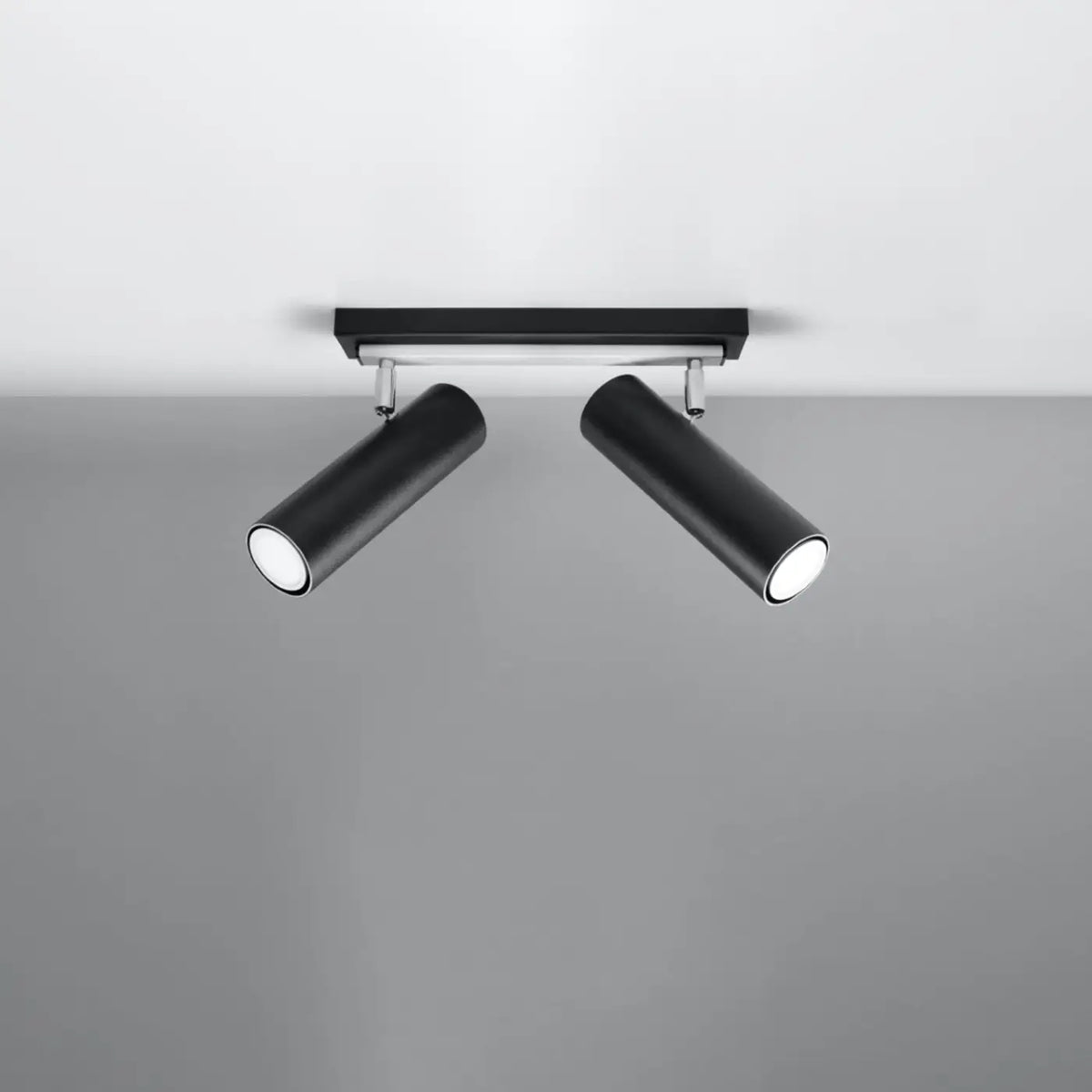 Plafonnier à 2 ou 3 spots tubes orientables en acier, GU10, noir