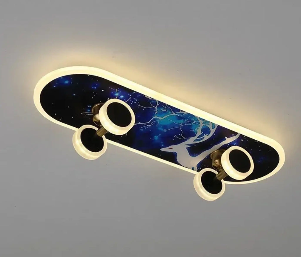 Plafonnier en forme de planche de skate, LED intégrées, 3 modèles