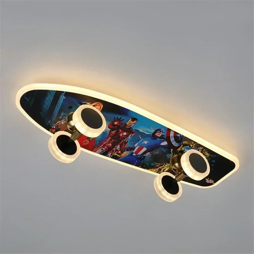 Plafonnier en forme de planche de skate, LED intégrées, 3 modèles