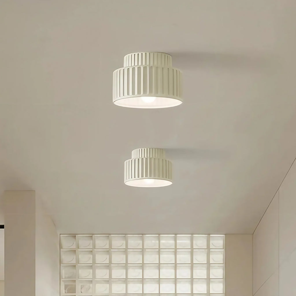Plafonnier côtelé rétro, quatre coloris, blanc chaud ou froid, blanc