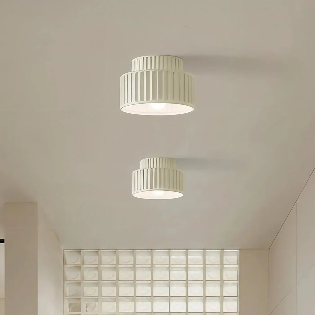 Plafonnier côtelé rétro, quatre coloris, blanc chaud ou froid, blanc