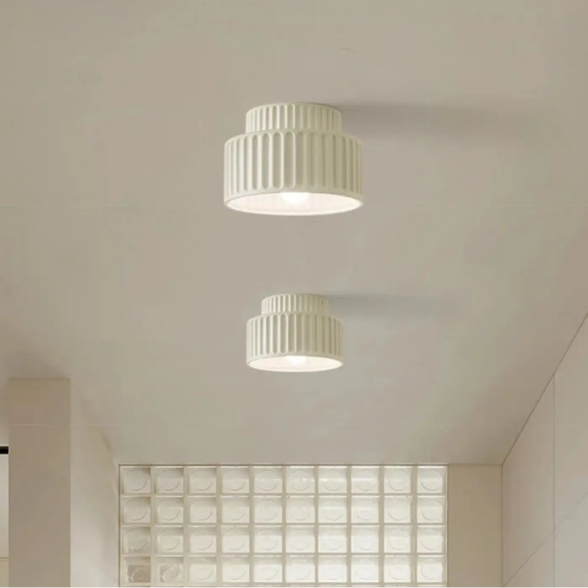 Plafonnier côtelé rétro, quatre coloris, blanc chaud ou froid, blanc
