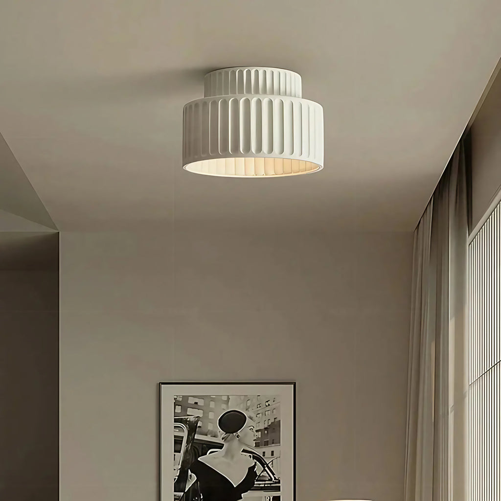 Plafonnier côtelé rétro, quatre coloris, blanc chaud ou froid