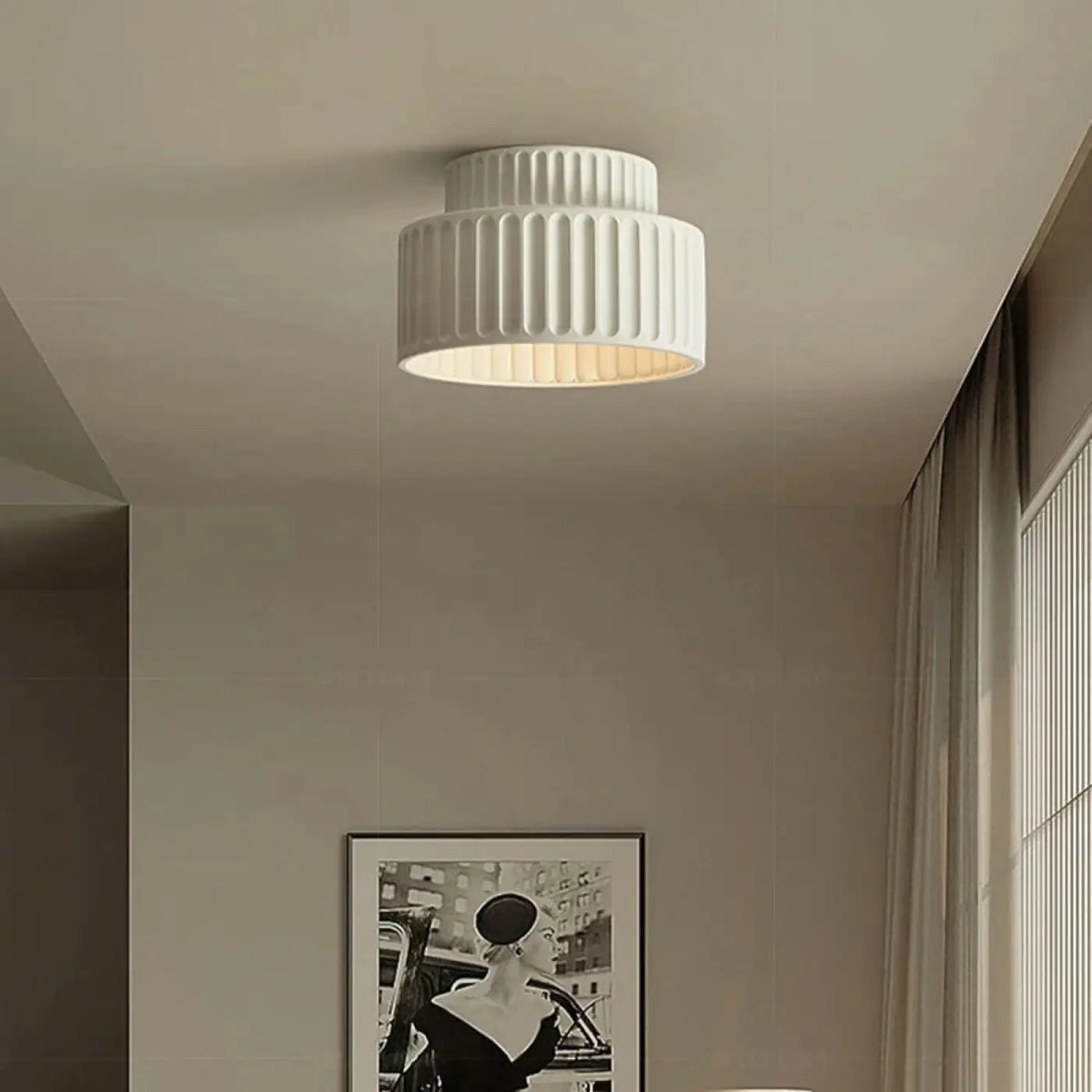Plafonnier côtelé rétro, quatre coloris, blanc chaud ou froid
