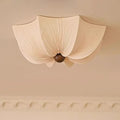 Plafonnier fleur en tissu plissé beige, tailles S, M, L