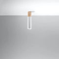 Plafonnier tube en acier et manchon en bois naturel, GU10, blanc/bois naturel