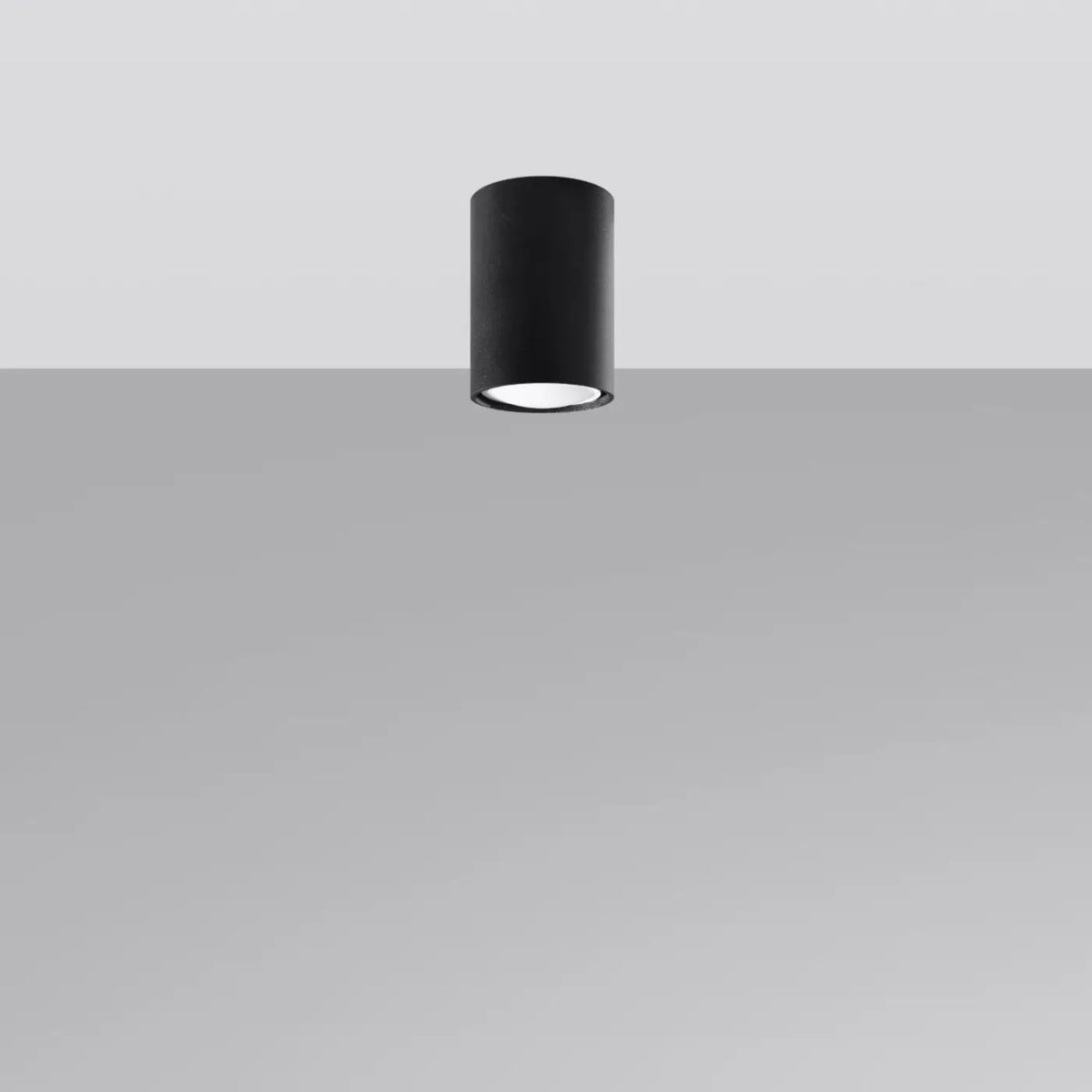 Plafonnier tube en acier lisse, seul ou par 3 ou 5 sur rosace, noir