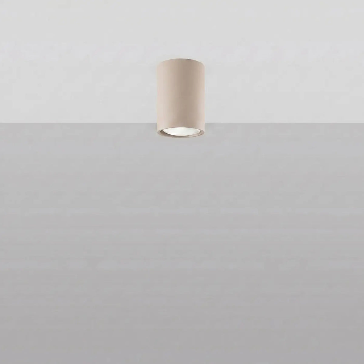 Plafonnier tube en acier lisse, seul ou par 3 ou 5 sur rosace, taupe