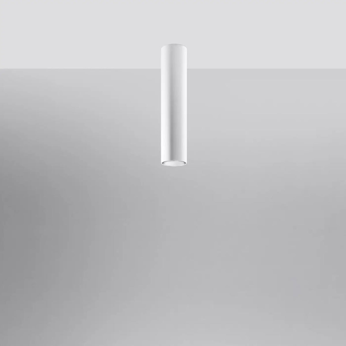 Plafonnier tube en acier lisse, seul ou par 3 ou 5 sur rosace, blanc