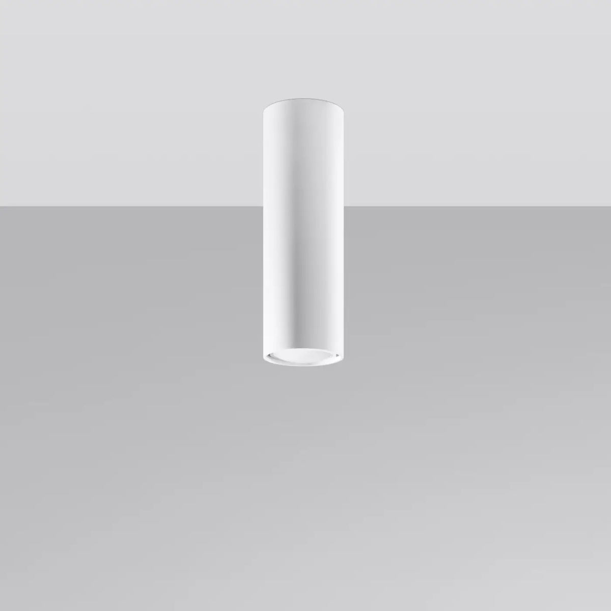 Plafonnier tube en acier lisse, seul ou par 3 ou 5 sur rosace, blanc