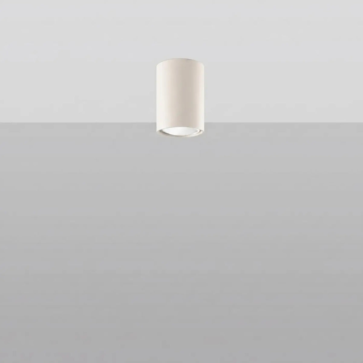 Plafonnier tube en acier lisse, seul ou par 3 ou 5 sur rosace, beige