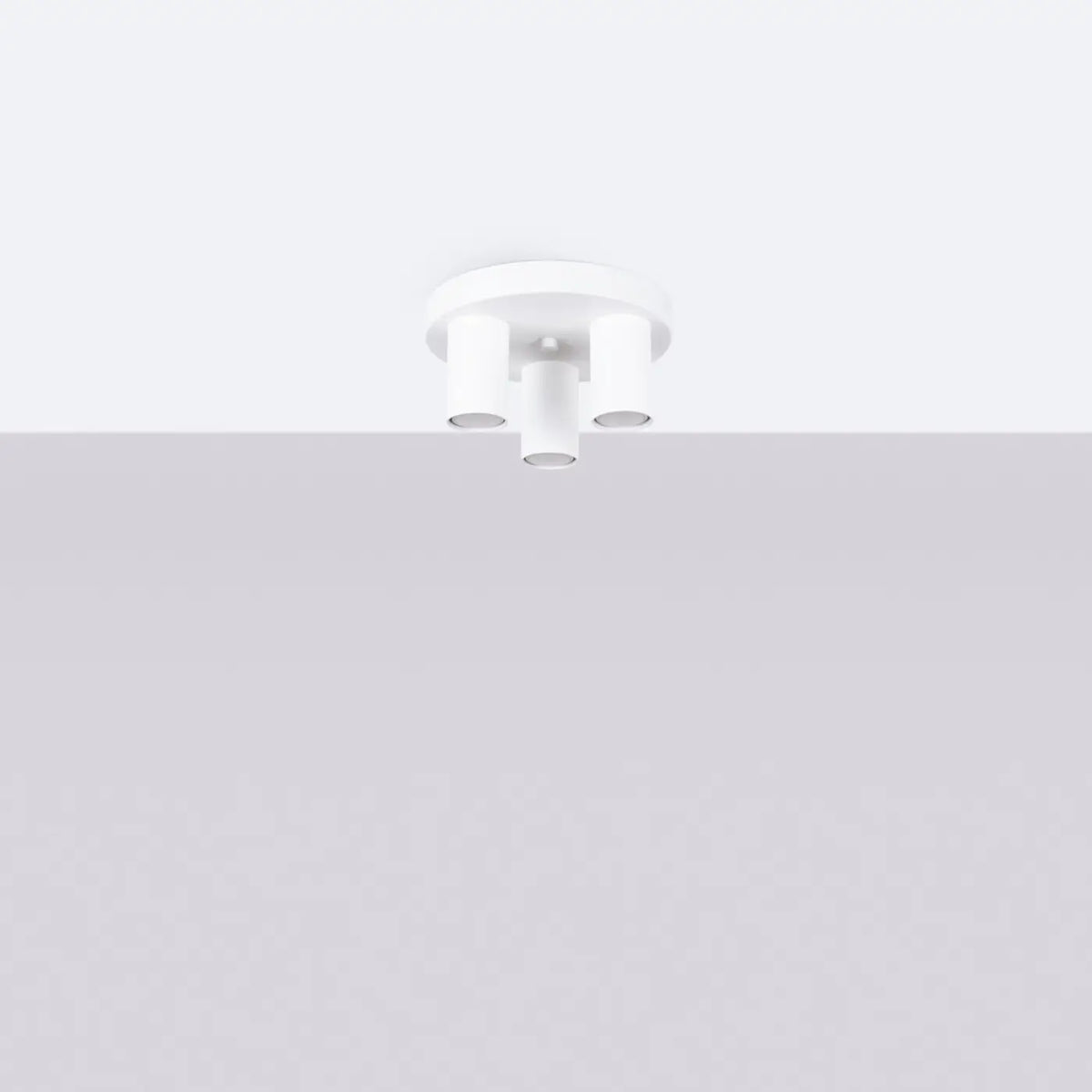 Plafonnier tube en acier lisse, seul ou par 3 ou 5 sur rosace, blanc