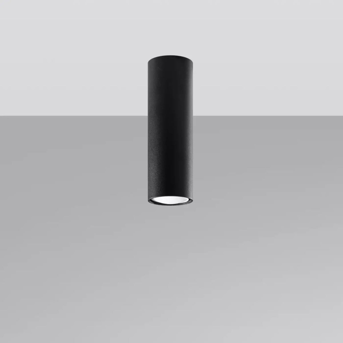Plafonnier tube en acier lisse, seul ou par 3 ou 5 sur rosace, noir