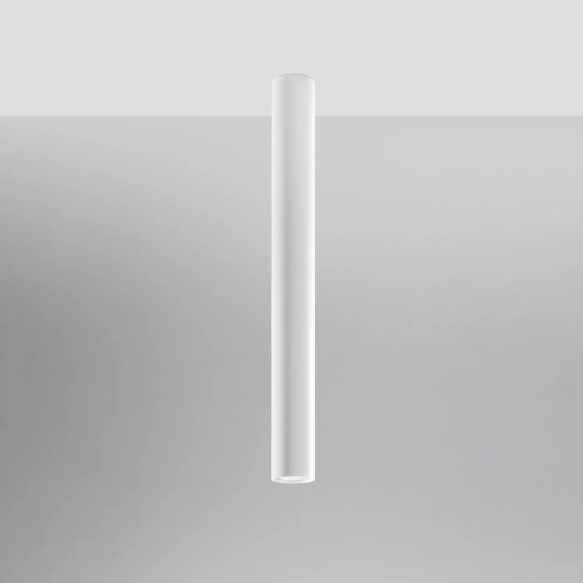 Plafonnier tube en acier lisse, seul ou par 3 ou 5 sur rosace, blanc