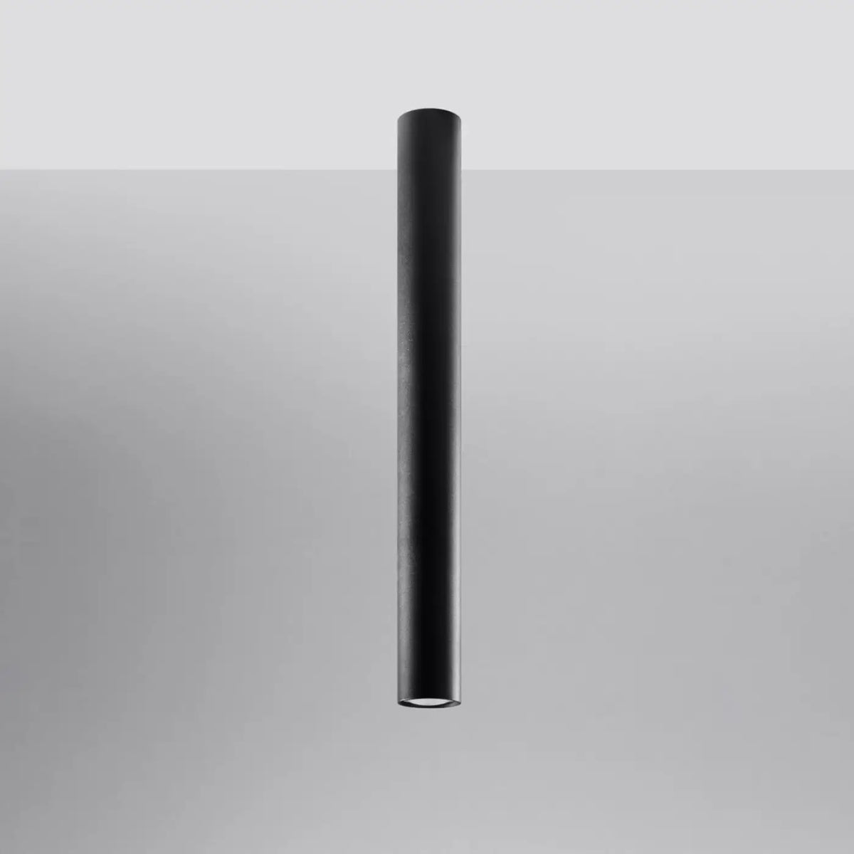 Plafonnier tube en acier lisse, seul ou par 3 ou 5 sur rosace, noir