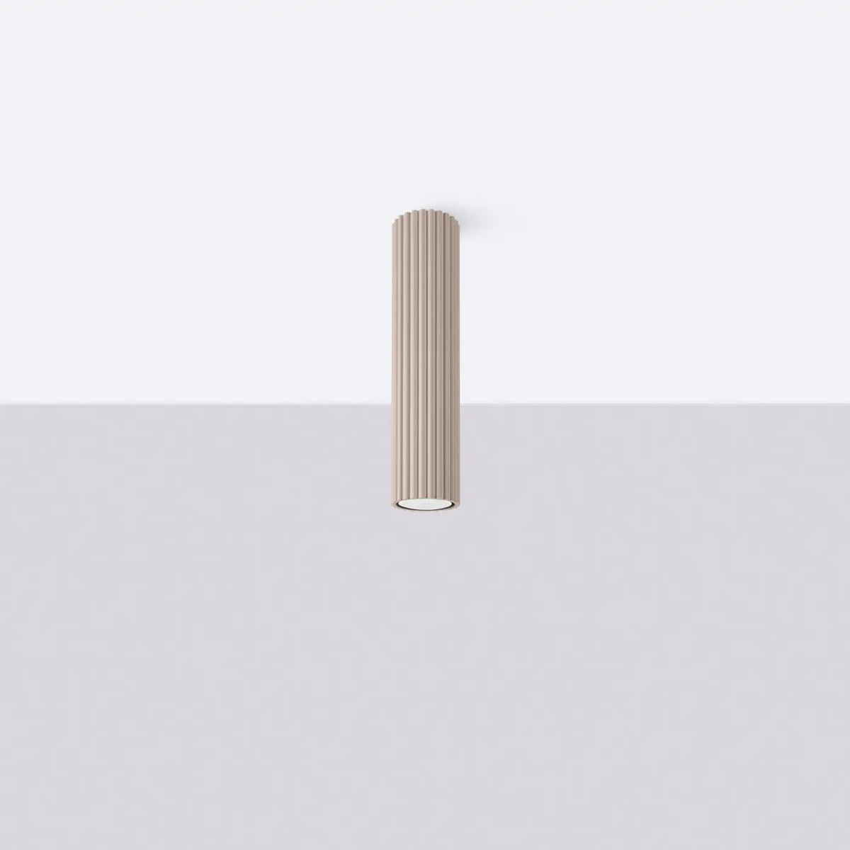 Plafonnier tube cannelé en aluminium, 10 à 60 cm de haut, taupe