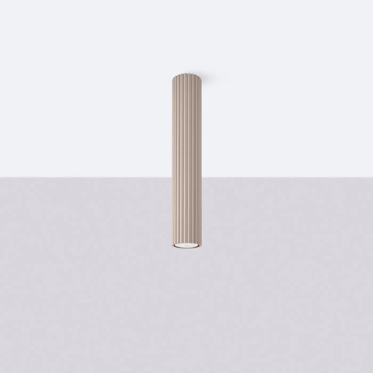 Plafonnier tube cannelé en aluminium, 10 à 60 cm de haut, taupe