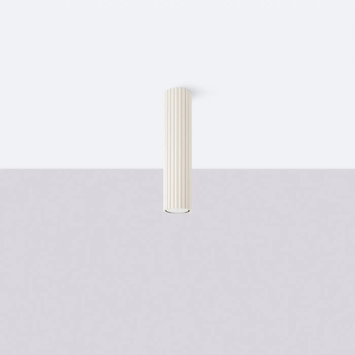 Plafonnier tube cannelé en aluminium, 10 à 60 cm de haut, beige